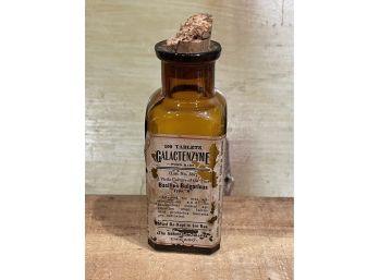 Rare 'Galactenzye' Glass Medicine Bottle - Abbott Laboratories, Antique Paper Label