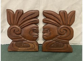 Carved Wood Inca/Aztec Wall Plaques - Mexico/South America