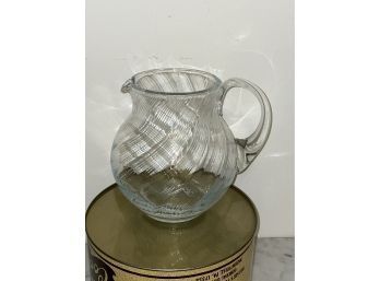 Blown Glass Water, Drink Pitcher With Ground Pontil