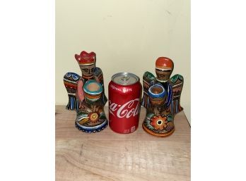 Vintage Terracotta Angel Candle Holders - Mexican Folk Art