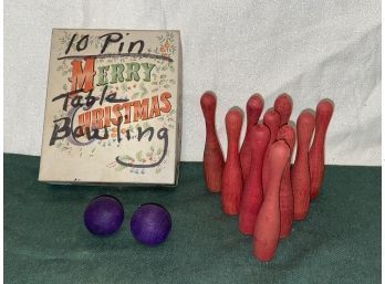 Vintage Tabletop Miniature Bowling Wooden Game Set