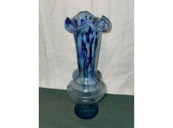 Beautiful 12' Tall Blown Glass Blue Vase