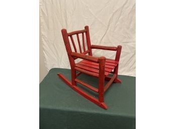 Adorable Small Red Child's Rocking Chair - Old Hickory Style