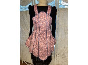 Cute Vintage Pink With Blue & White Flowers 1950s Apron