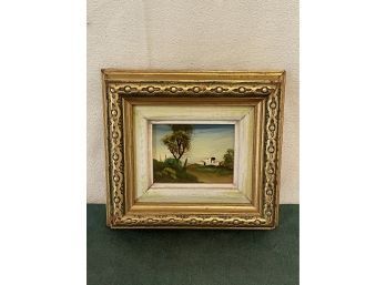 Vintage Miniature Painting On Copper In Beautiful Gold Frame (Italy)