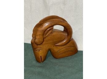 Nicely Carved Wood Goat Head Sculpture - Capricorn Zodiac - Haiti