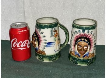 Indian Chief Ceramic Mugs - Made In Japan