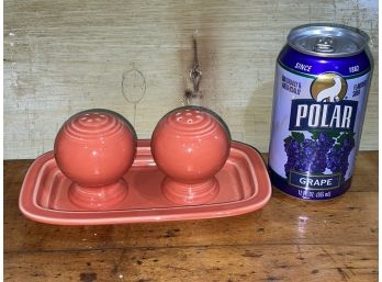 Fiesta Ware Ball Salt & Pepper Shakers With Tray
