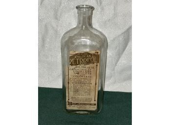 Antique Mineral Oil Bottle With Original Paper Label