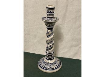 Blue & White Pottery Candleholder, Lamp Base - Portugal