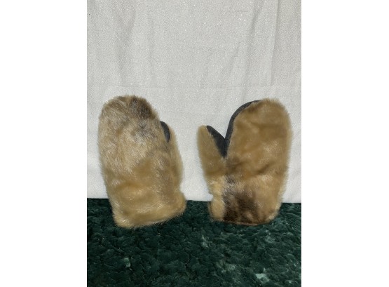 Faux Seal Skin Mittens, Faux Sheep Lining