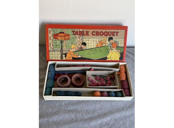1920s Table Croquet Milton Bradley Game RARE Complete In Box - Antique