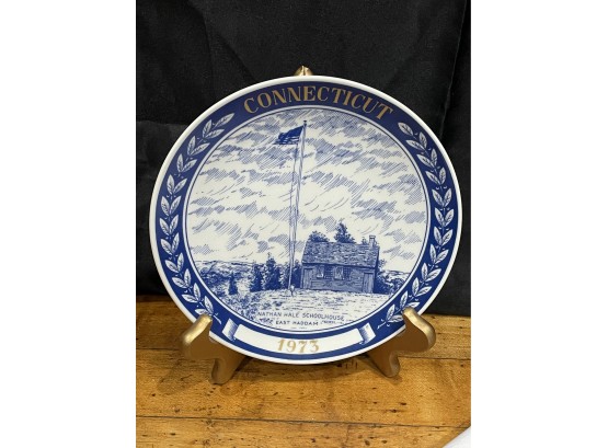 1973 Nathan Hale Schoolhouse Plate - Made In Denmark