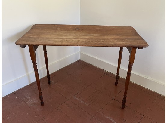 Antique One Yard Wood Sewing Table With Folding Legs