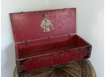 Vintage Gilbert 'Big Boy' Wooden Tool Chest - Great Original Decal & Red Paint