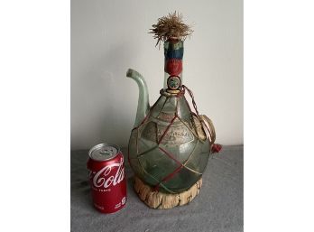 Vintage 1968 Chianti Bucalossi Decanter Spout Bottle In Wicker Basket