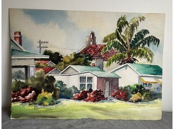 Southwest Neighborhood Vintage Watercolor Painting