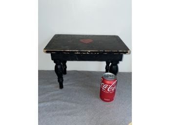 Adorable Small Wooden Black Stool - Hand Painted Heart