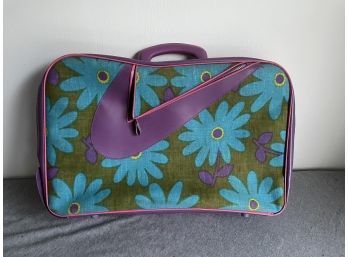 Retro Purple With Blue Flowers Small Suitcase, Attache Case