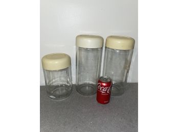 Set Of 3 Heavy Glass Canisters - Heller Designs - Mid Century