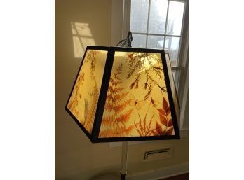 Gorgeous Antique Pressed Flowers & Butterflies Glass Shade Hanging Lamp - MUST SEE