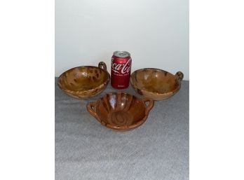 Set Of 3 Vintage Mexican Pottery Bowls