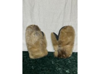Faux Seal Skin Mittens, Faux Sheep Lining