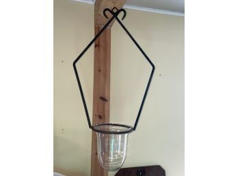 Awesome Glass Planter With Hanging Iron Holder