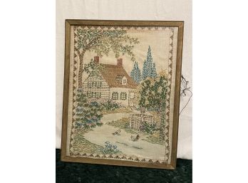 Vintage Country Home Needlepoint Art