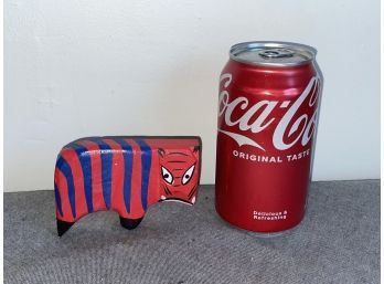 Cute Wooden Animal - Boar (?) Great Colors - Made In Mexico