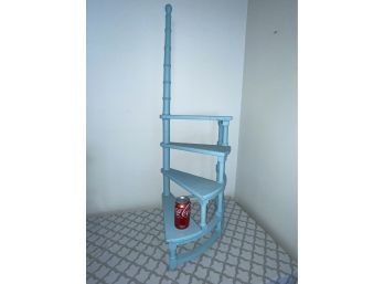 Vintage Plant Stand - Library Steps Style - Great Color Blue Paint