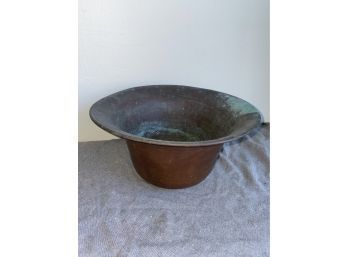 Vintage Copper Planter Bowl With Wide Lip