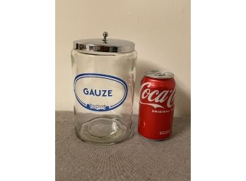 Vintage 'Gauze' Doctor's Office Glass Canister - Cool Bathroom Decor