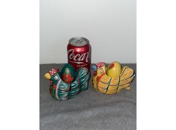 Cute Painted Wood Chickens With Eggs