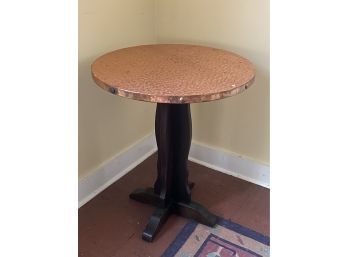 Vintage Hammered Copper Top Bistro Pub Table - Glasgow, Scotland With Cool History