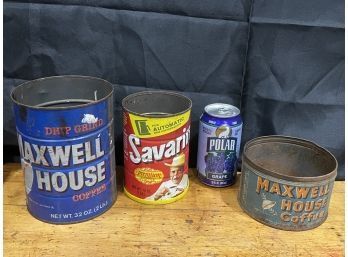 Lot Of 3 Vintage Coffee Cans