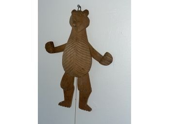 Fun Vintage Carved Wood Bear Pull Toy