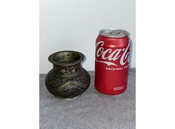 Vintage Patinated Small Metal Vase