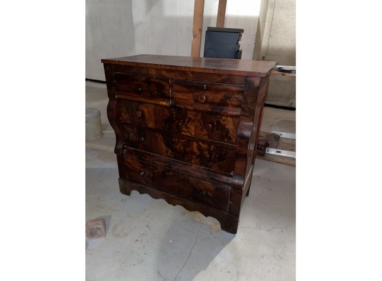 Amazing Antique Flame Mahogany 19th Century Empire Dresser