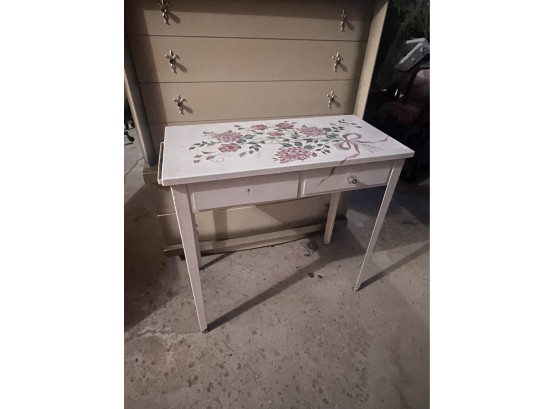 Vintage Painted Metal Laundry Room/Pantry Table With 2 Drawers - Farmhouse