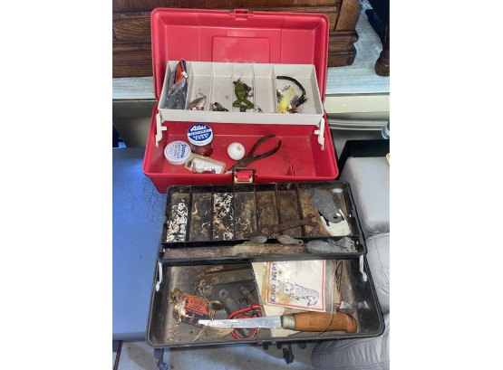 Fishing Tackle Boxes Lot - Lures, Lead Weights And More