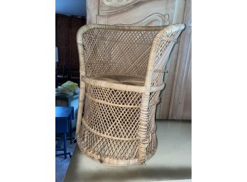 Miniature Wicker Low Peacock Chair - Plant Stand Decor