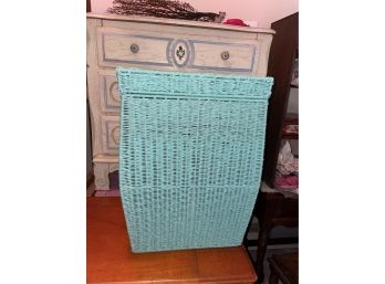 Blue/Green Resin Wicker Laundry Hamper, Storage Box