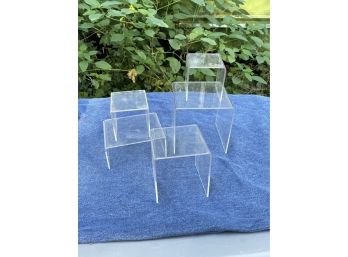 Set Of 5 Small Lucite Shelf Stands