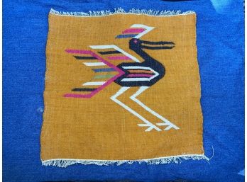 Mid-Century Needlepoint Abstract Bird Textile - Southwest Native American Style
