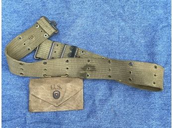 Vintage US Army Web Belt With Pouch