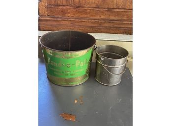 2 Vintage Metal Buckets, Pails Hand-e-pail