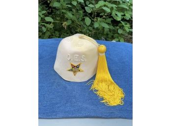 Vintage Order Of Eastern Star Fez - Fraternal Collectible - Beaded, Embroidered