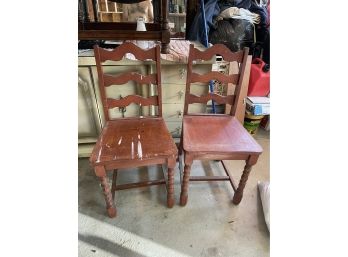 Pair Of Vintage Wood Chairs