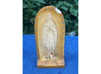 Chalkware Virgin Mary Shrine Sculpture - Catholic Christian Religious Collectible Decor
